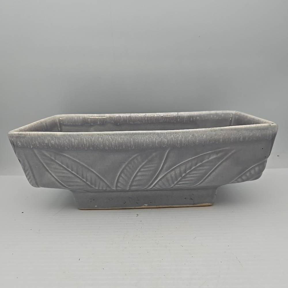 Vintage Hull USA F78‎ Pottery Glazed Gray Leaves Planter MCM Mid Century